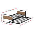 Load image into Gallery viewer, Artiss Bed Frame Metal Bed Base with Trundle Daybed Wooden Headboard Single DEAN
