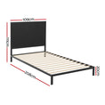 Load image into Gallery viewer, Artiss Bed Frame Metal Bed Base with Charcoal Fabric Headboard King Single PADA
