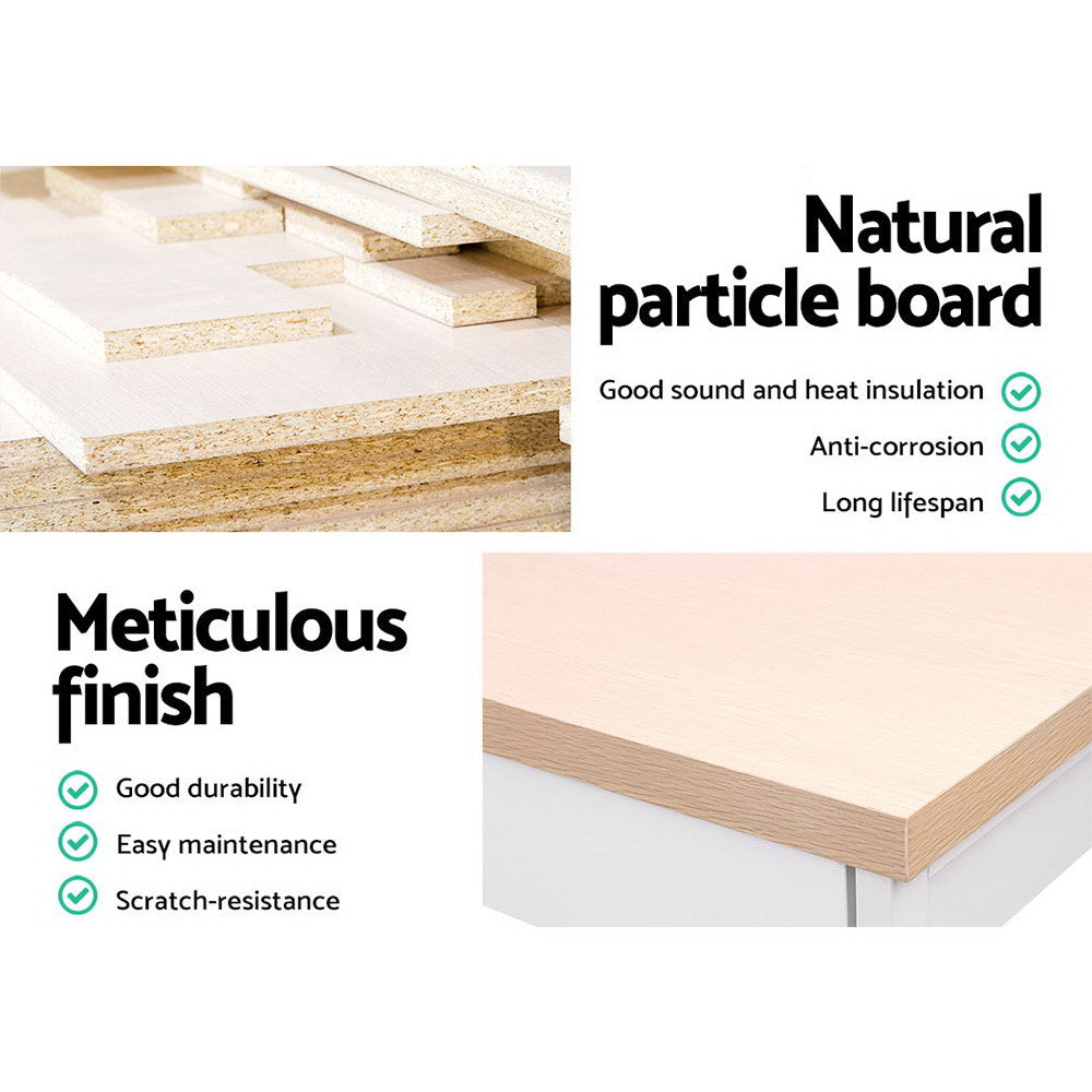 Emily Metal Desk with Shelves - White with Oak Top