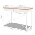 Load image into Gallery viewer, Artiss Metal Desk with Drawer - White with Wooden Top
