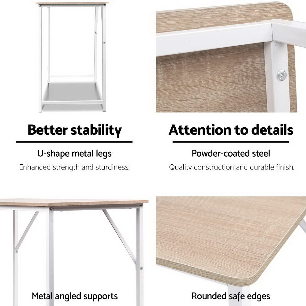 Emily Minimalist Metal Desk - White
