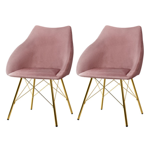 Emily Set of 2 Valisa Dining Chairs Kitchen Chairs Upholstered Velvet Pink