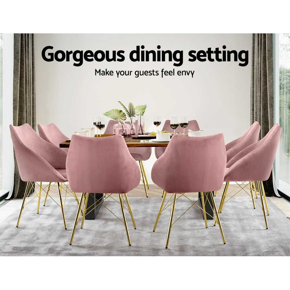 Emily Set of 2 Valisa Dining Chairs Kitchen Chairs Upholstered Velvet Pink