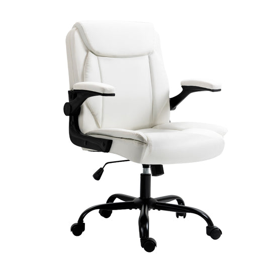 Artiss Office Chair Leather Computer Executive Chairs Gaming Study Desk White