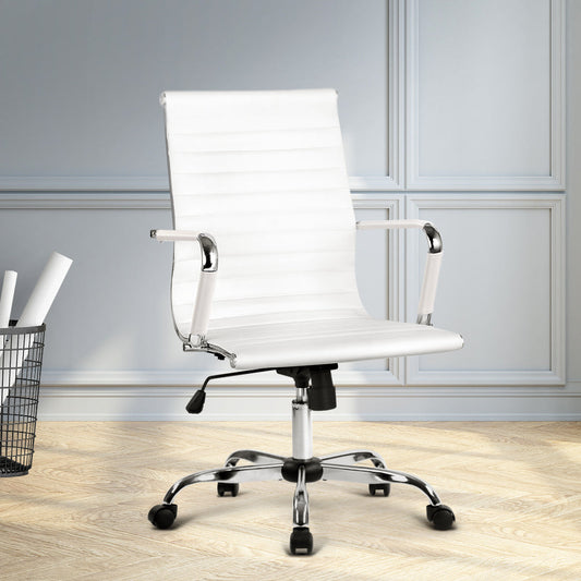 Artiss White Gaming Office Computer Chair With Mid Back