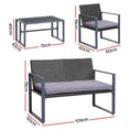 Load image into Gallery viewer, Gardeon 4PC Outdoor Furniture Patio Table Chair Black
