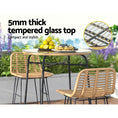 Load image into Gallery viewer, Gardeon Outdoor Bar Table Wicker Dining Bistro Patio Balcony Glass Table Steel
