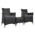 Load image into Gallery viewer, Gardeon 3pc Bistro Wicker Outdoor Furniture Set Black
