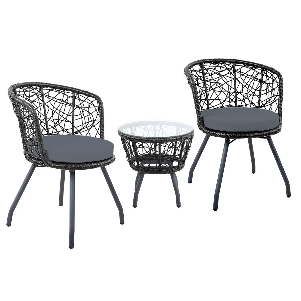 Andy Outdoor Patio Chair and Table - Black