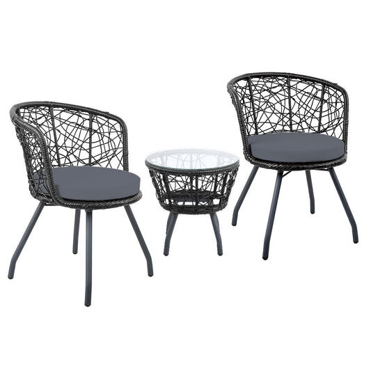 Andy Outdoor Patio Chair and Table - Black