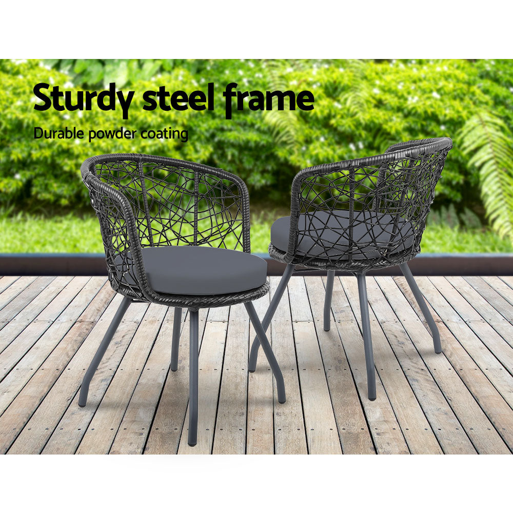 Andy Outdoor Patio Chair and Table - Black