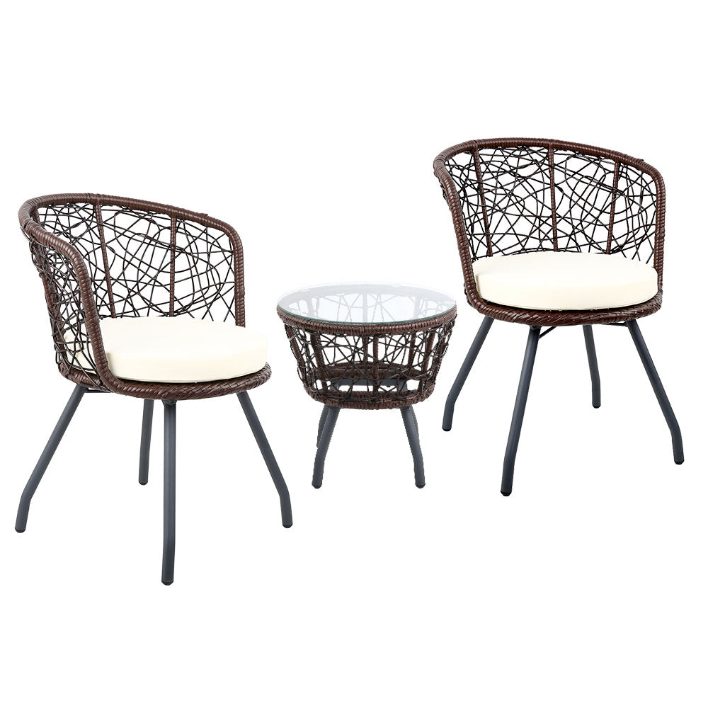 Gardeon Outdoor Patio Chair and Table - Brown