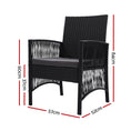 Load image into Gallery viewer, Outdoor Furniture Set of 2 Dining Chairs Wicker Garden Patio Cushion Black Gardeon
