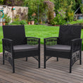 Load image into Gallery viewer, Outdoor Furniture Set of 2 Dining Chairs Wicker Garden Patio Cushion Black Gardeon
