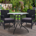 Load image into Gallery viewer, Gardeon Outdoor Furniture Dining Chairs Wicker Garden Patio Cushion Black 3PCS Tea Coffee Cafe Bar Set

