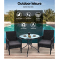 Load image into Gallery viewer, Gardeon Outdoor Furniture Dining Chairs Wicker Garden Patio Cushion Black 3PCS Tea Coffee Cafe Bar Set

