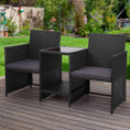 Load image into Gallery viewer, Gardeon Outdoor Setting Wicker Loveseat Birstro Set Patio Garden Furniture Black
