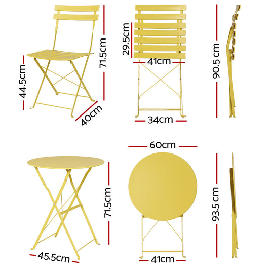 Gardeon Outdoor Setting Bistro Set Table and Chairs Folding Patio Furniture