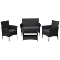 Load image into Gallery viewer, Gardeon 4 Piece Outdoor Dining Set Furniture Lounge Setting Table Chairs Black
