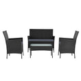 Load image into Gallery viewer, Gardeon 4-piece Outdoor Lounge Setting Wicker Patio Furniture Dining Set Black
