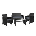 Load image into Gallery viewer, Gardeon Set of 4 Outdoor Lounge Setting Rattan Patio Wicker Dining Set Black
