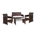 Load image into Gallery viewer, Gardeon Set of 4 Outdoor Lounge Setting Rattan Patio Wicker Dining Set Brown
