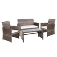Load image into Gallery viewer, Gardeon Set of 4 Outdoor Lounge Setting Rattan Patio Wicker Dining Set Mixed Grey
