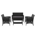 Load image into Gallery viewer, Gardeon 4 PCS Outdoor Furniture Lounge Setting Wicker Dining Set Black
