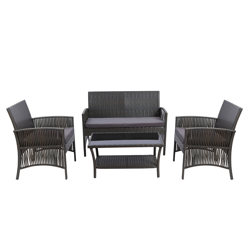 Gardeon Outdoor Furniture Dining Set Outdoor Lounge Setting Rattan Patio Grey