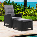 Load image into Gallery viewer, Sun lounge Recliner Chair Wicker Lounger Sofa Day Bed Outdoor Furniture Patio Garden Cushion Ottoman Black Gardeon
