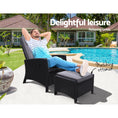 Load image into Gallery viewer, Sun lounge Recliner Chair Wicker Lounger Sofa Day Bed Outdoor Furniture Patio Garden Cushion Ottoman Black Gardeon
