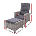 Load image into Gallery viewer, Sun lounge Recliner Chair Wicker Lounger Sofa Day Bed Outdoor Furniture Patio Garden Cushion Ottoman Grey Gardeon
