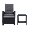 Load image into Gallery viewer, Gardeon Outdoor Setting Recliner Chair Table Set Wicker lounge Patio Furniture Black
