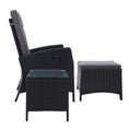 Load image into Gallery viewer, Gardeon Outdoor Setting Recliner Chair Table Set Wicker lounge Patio Furniture Black
