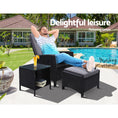 Load image into Gallery viewer, Gardeon Outdoor Setting Recliner Chair Table Set Wicker lounge Patio Furniture Black
