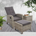 Load image into Gallery viewer, Gardeon Outdoor Setting Recliner Chair Table Set Wicker lounge Patio Furniture Grey
