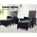 Load image into Gallery viewer, Gardeon Outdoor Patio Furniture Recliner Chairs Table Setting Wicker Lounge 5pc Black
