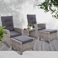 Load image into Gallery viewer, Gardeon Outdoor Patio Furniture Recliner Chairs Table Setting Wicker Lounge 5pc Grey
