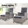 Load image into Gallery viewer, Gardeon Outdoor Patio Furniture Recliner Chairs Table Setting Wicker Lounge 5pc Grey
