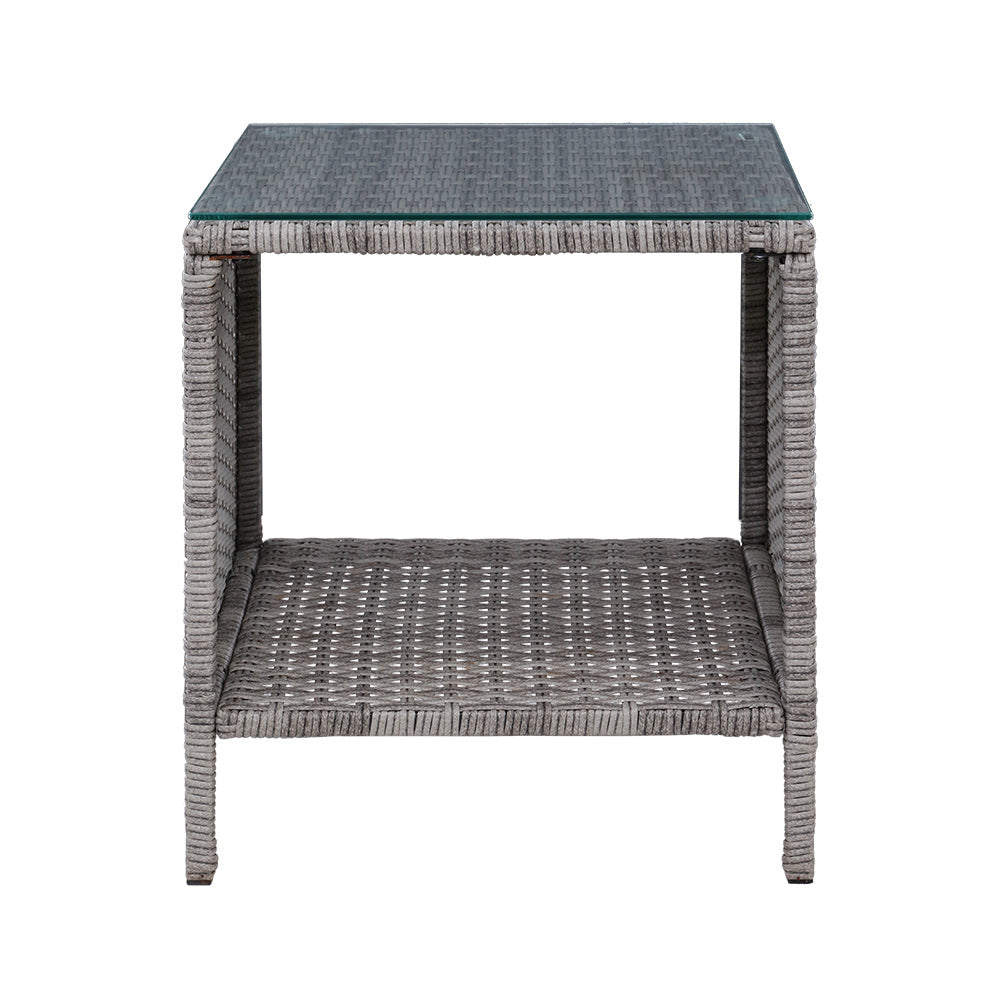 Gardeon Side Table Coffee Patio Outdoor Furniture Rattan Desk Indoor Garden Grey