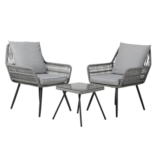 Andy Outdoor Furniture 3-Piece Lounge Setting Chairs Table Bistro Set Patio