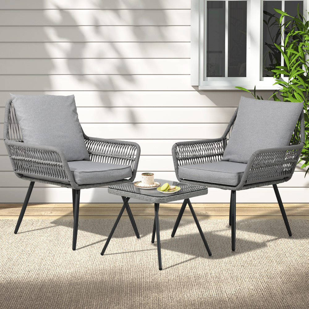 Andy Outdoor Furniture 3-Piece Lounge Setting Chairs Table Bistro Set Patio