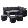 Load image into Gallery viewer, Gardeon Outdoor Furniture Dining Setting Sofa Set Lounge Wicker 9 Seater Black
