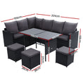 Load image into Gallery viewer, Gardeon Outdoor Furniture Dining Setting Sofa Set Lounge Wicker 9 Seater Black
