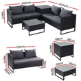 Load image into Gallery viewer, Gardeon Outdoor Sofa Furniture Garden Couch Lounge Set Wicker Table Chair Black
