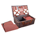 Load image into Gallery viewer, Alfresco 4 Person Picnic Basket Wicker Picnic Set Outdoor Insulated Blanket
