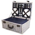 Load image into Gallery viewer, Alfresco 6 Person Picnic Basket Set Cooler Bag Wicker PU Fastening Straps Plates
