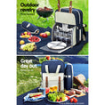 Load image into Gallery viewer, Alfresco Picnic Basket Backpack Set Cooler Bag 4 Person Outdoor Liquor Blue
