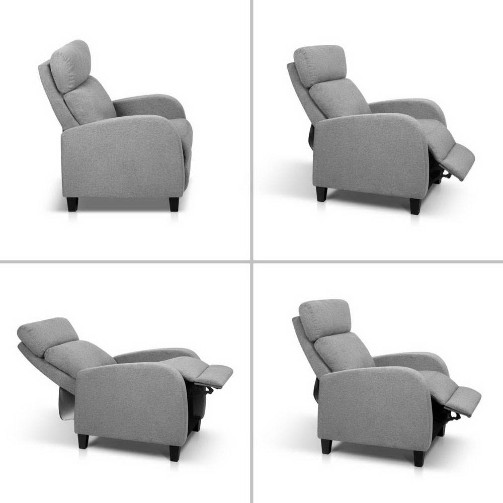 Emily Fabric Reclining Armchair - Grey