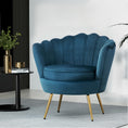 Load image into Gallery viewer, Velvet Armchair Lounge Retro Accent Chair Upholstered Couch Sofa Bedroom Seater Blue Navy
